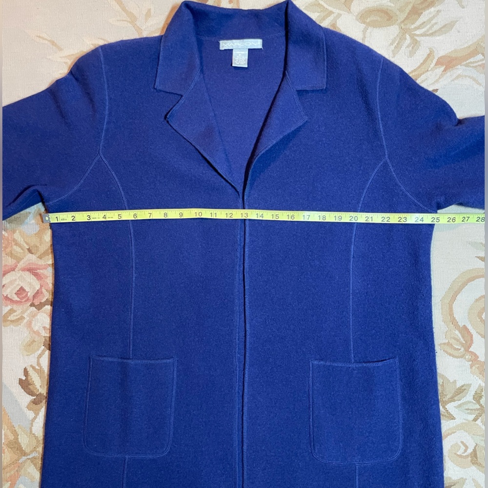 Women's wool indigo Purple Coat - Picture 6 of 8